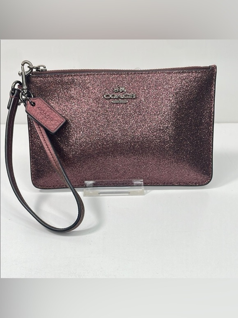 Coach Glitter Wristlet Clutch - Rose Burgundy Sparkle